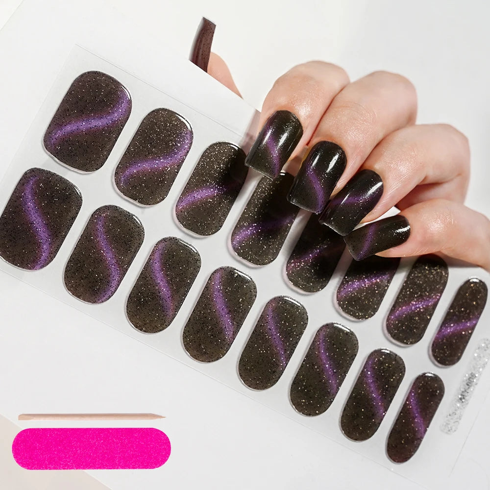 UV Semi-Cured Gel Nail Wraps Stickers Strips French Long Lasting Full Cover LED Gel Semi Cured Nail Sliders For Nail Extension & Good Vibrations
