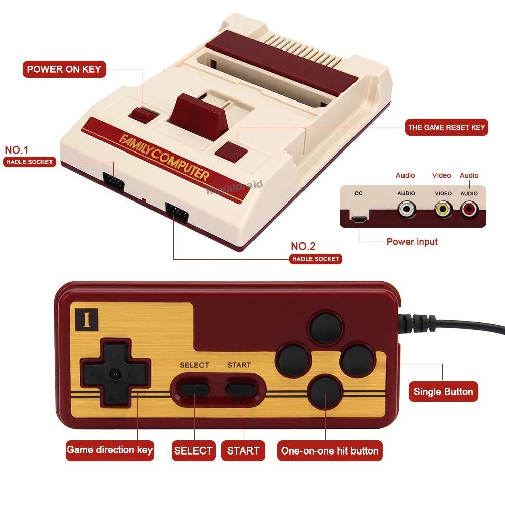 8 Bit Video Game Console Built in 500 Classic Games Family Computer TV Game Console Support Game Cartridge For FC Retro Gaming Good Vibrations