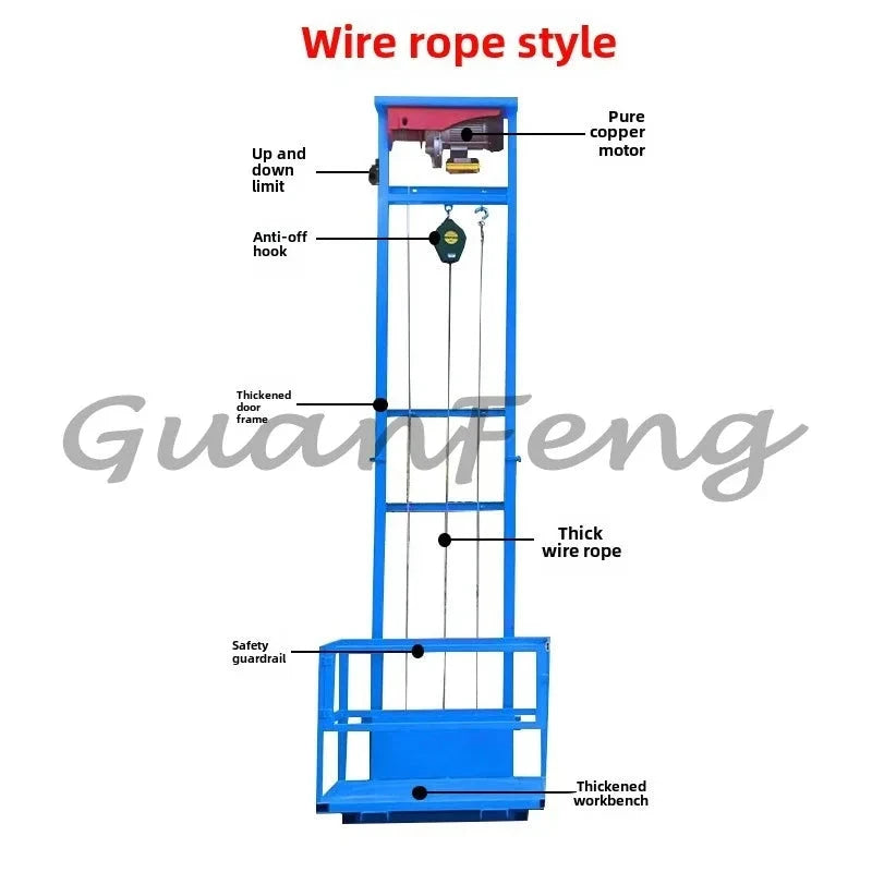 Hydraulic Lift Freight Elevator Small Lift Household Electric Platform Lift Customized Double Track Workshop Lifting Platform Good Vibrations