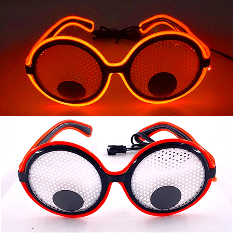 LED Funny Sunglasses Futuristic Soldier Round LED Steampunk Glasses Birthday Halloween Christmas Concert Steampunk Toy Glasses Good Vibrations