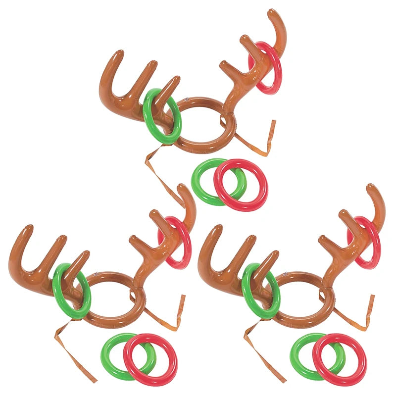 1/3/5set Christmas Game Inflatable Reindeer Antler Hat Ring Toss Kids Gift Reindeer Antler Hat Headband New Year Christmas Decor Good Vibrations