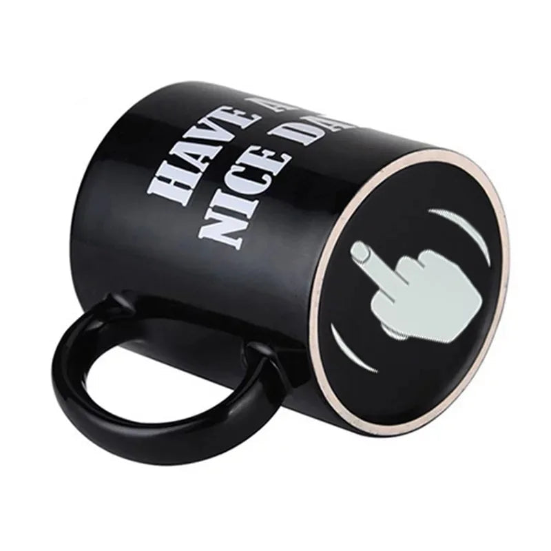 Ceramic Coffee Mug with Vertical Middle Finger Creative Relaxed Friendly Hand Milk Tea Cup New Style Office Mug Drinkware Gift Good Vibrations