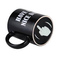 Ceramic Coffee Mug with Vertical Middle Finger Creative Relaxed Friendly Hand Milk Tea Cup New Style Office Mug Drinkware Gift Good Vibrations