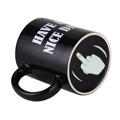 Ceramic Coffee Mug with Vertical Middle Finger Creative Relaxed Friendly Hand Milk Tea Cup New Style Office Mug Drinkware Gift Good Vibrations