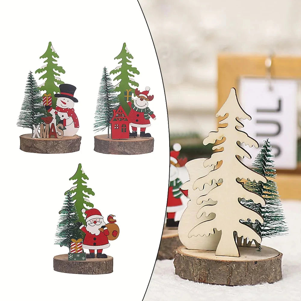 Christmas Wooden Ornaments Xmas Tree Pendant Santa Claus Crafts Table Decor Christmas Tree Decor Xmas Gifts New Year 2024 Good Vibrations
