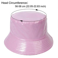 Faux Leather Bucket Hat Women Reversible PU Leather Sun Hat Fashion Autumn Waterproof Fisherman Hat Reversible Sun Bucket Hat Good Vibrations