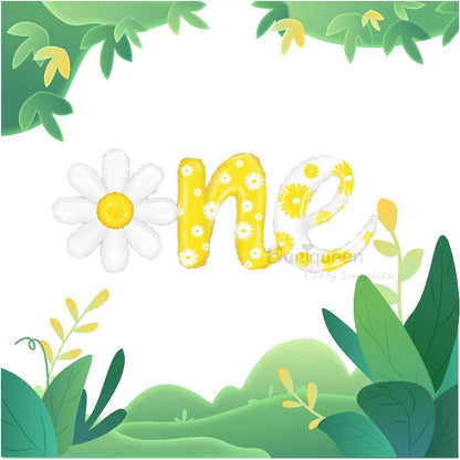 Girl White Yellow Fist One Birthday Party Daisy Sunflower Chamomile One Balloon 1st Year Birthday Party Decoration