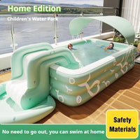 Inflatable Swimming Pool with Water Slide for Backyard Garden Party Foldable Kids Adults Family Pools PVC Swimming Pools Good Vibrations
