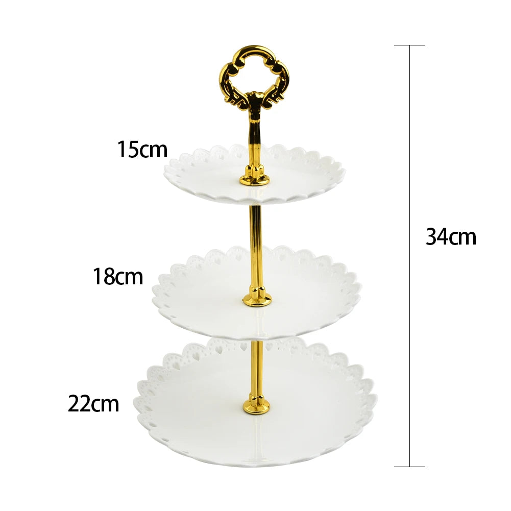3 Layer Cake Stand Fruit Plate Tray Display Birthday Party Dessert Wedding Good Vibrations