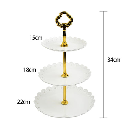 3 Layer Cake Stand Fruit Plate Tray Display Birthday Party Dessert Wedding Good Vibrations