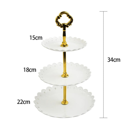 3 Layer Cake Stand Fruit Plate Tray Display Birthday Party Dessert Wedding Good Vibrations