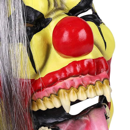 Halloween Mask -  Green Horror Clown Mask with Hair, Terrifying Halloween Costume Face Mask for Adults Party Disguise Good Vibrations