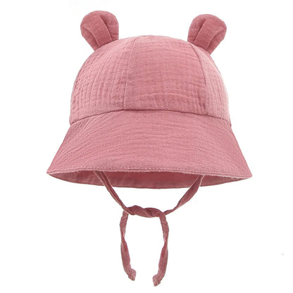 Hot Sell Soft Cotton Baby Bucket Hat Cute Ear Baby Girl Boys Hat Summer Autumn Kids Sun Panama Hat Outdoor Caps For 3-12 Months Good Vibrations