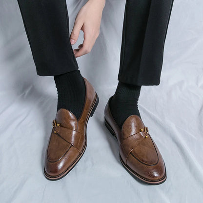 Black Loafers for Men Fashion Stone Pattern Men's Formal Monk Shoes Business Handmade Leather Men's Social Shoes Driving Shoes Good Vibrations
