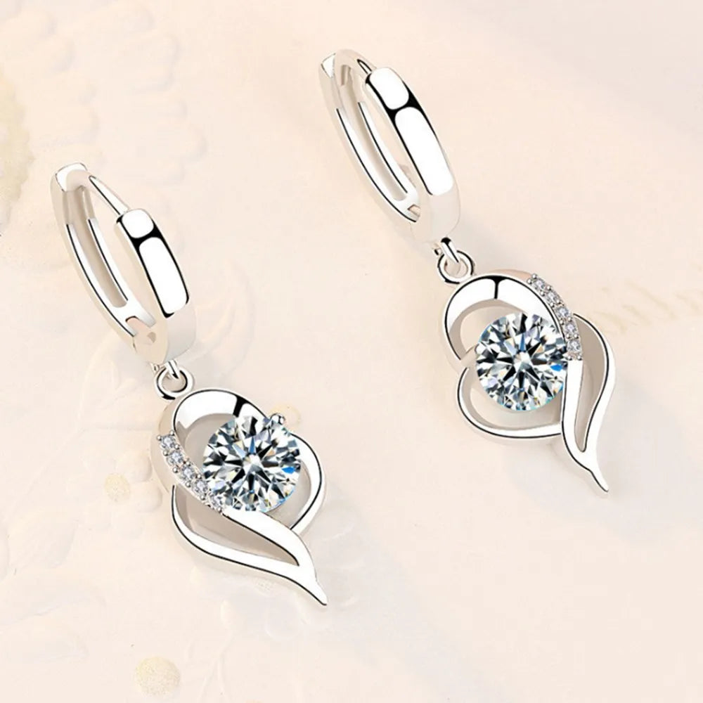 925 Sterling Silver New Woman Fashion Jewelry High Quality Blue Pink White Purple Crystal Zircon Hot Selling Earrings Good Vibrations