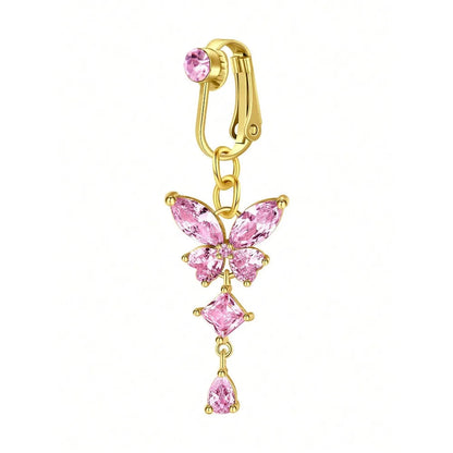 Fake Belly Ring Bell Button Rings Fake Belly Piercing Love Heart Butterfly Dangle Clip On Umbilical Navel Cartilage Earring Clip Good Vibrations Adult Super Store