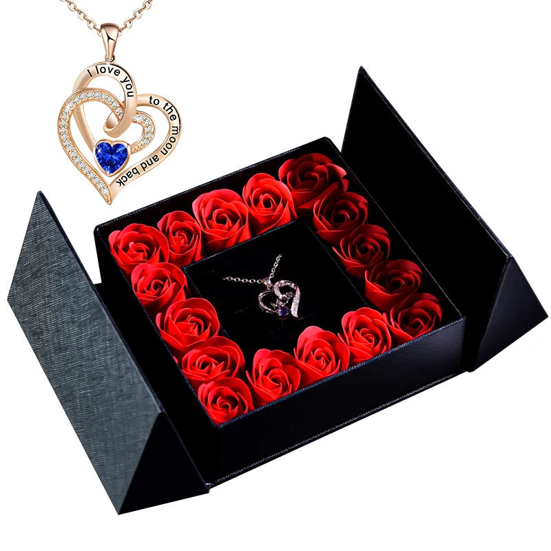 Gifts for Women Jewelry Pendant Necklace /w Soap Eternal Rose Gift Box Mother's Day Necklace Jewelry Wedding Anniversary Gifts Good Vibrations