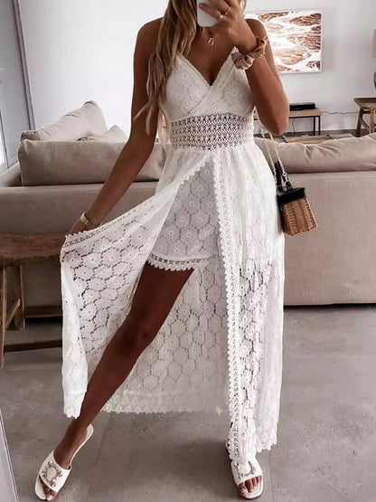 Trendy Casual Summer White Dress for Women Cover-ups Outfits New Boho Hippie Chic Long Maxi Dresses Elegant Party Beachwear Good Vibrations