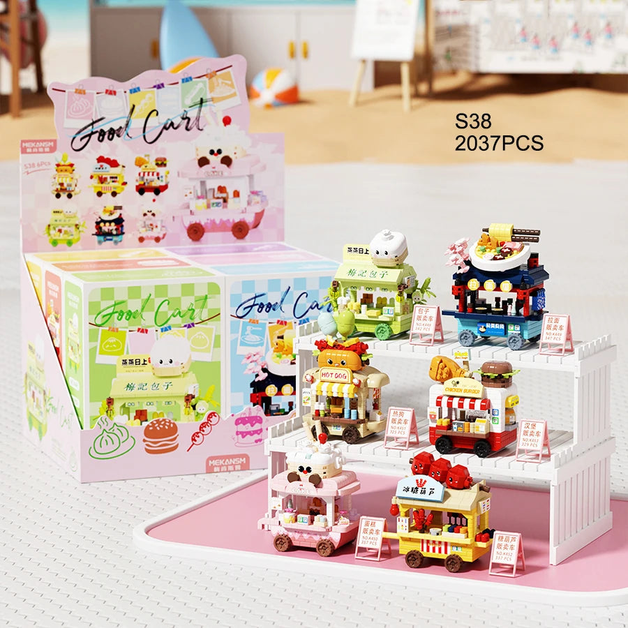 Mini Food Cart Street View Building Blocks Micro Particle DIY Handmade Toys For Kids Creative Gifts Sets Good Vibrations