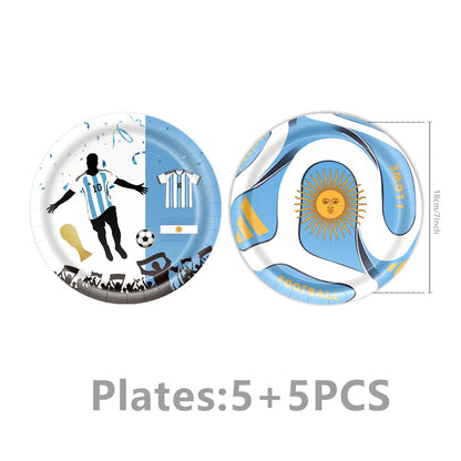 Soccer Party Supplies Superstar Messi Football Birthday Party Decoration Disposable Tableware Tablecloth Plates Cup Backdrop Good Vibrations
