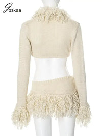 Joskaa Knitted Tassels 2 Piece Set - Sexy Long Sleeve Clubwear GOOD Vibrations