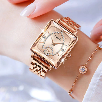 Fashionable Luxury Watches For Woman Diamond Studded Dial Waterproof Steel Strip Quartz Watch reloj часы женские наручные Good Vibrations