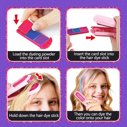Children's Simulated Hair Dyeing Stick Set DIY Hair and Makeup Tools Girl's House Hair Accessories and Makeup Toy Gifts Good Vibrations