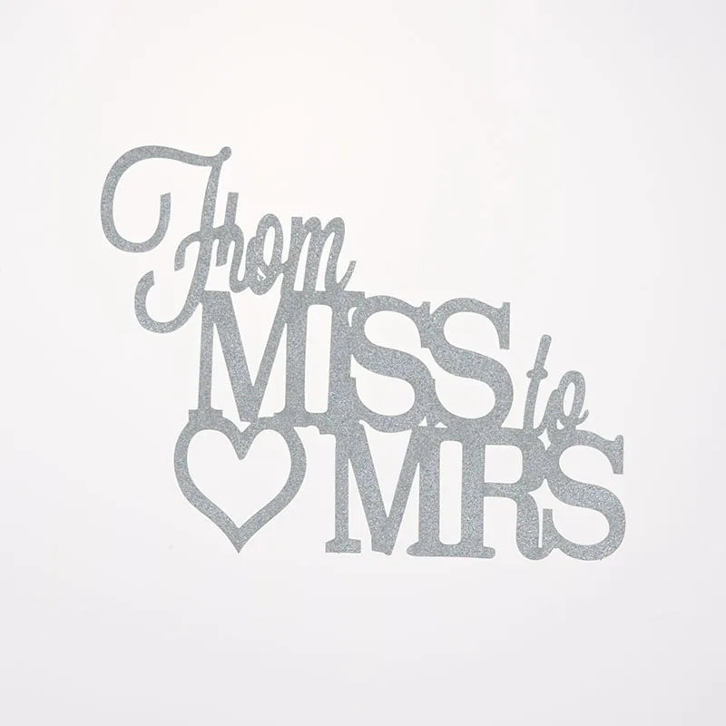 Cake Topper From Miss To Mrs Bride Wedding Cupcakes flags For Decor Mariage Mr Mrs  Family Cake Toppers Bridal Shower Party Good Vibrations