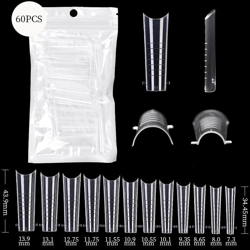 100Pcs/box Full Cover Sculpted Nail Tips Fake Finger Nails Extension Tip Quick Building Mold False Tips For Manicuring Tool Set Good Vibrations
