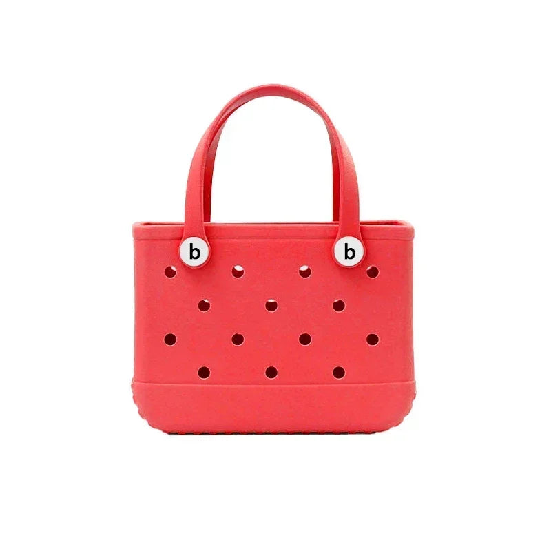 EVA Waterproof Summer Storage Basket Mini Kid Beach Bogg Bag Women Shopping Bag Picnic Rubber Jelly Tote Bogg Bag Kid Purses Good Vibrations