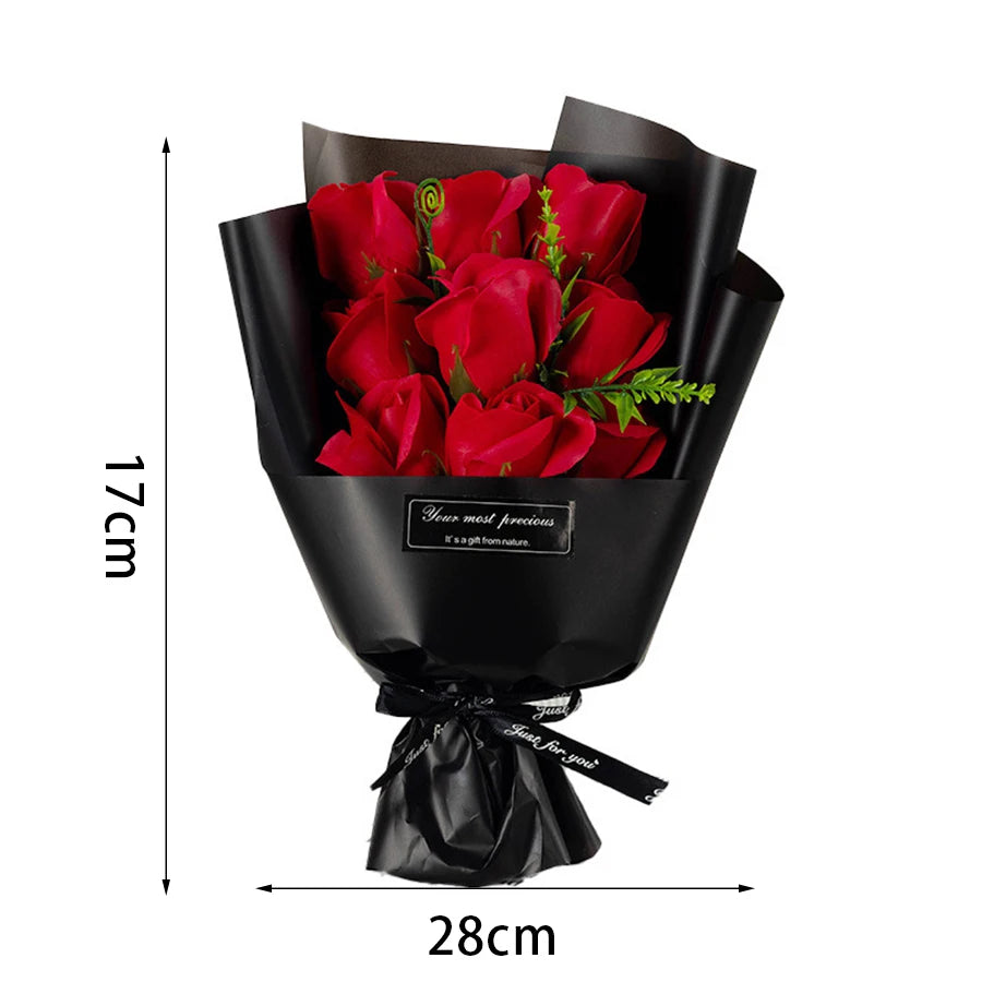 Wedding Decorations 9 Heads Soap Flowers Rose Bouquet Wedding Birthday Party Valentine's Day DIY Gift Home Decoration Good Vibrations