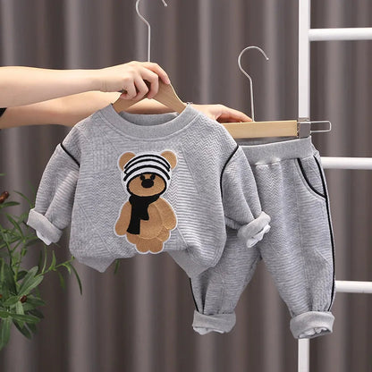 Baby Clothes 2025 New Children's Little Bear Long Sleeve Set Boys and Girls' Letter Sweater Pants Two Piece Set Simple Sportswea Good Vibrations