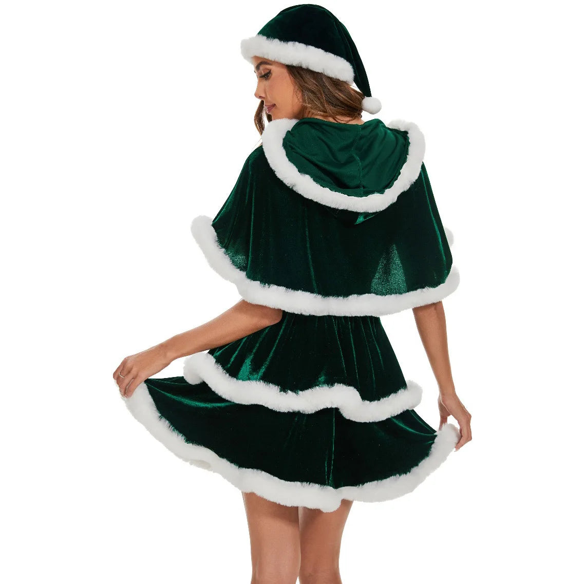 Merry Christmas Cosplay Costume Shawl Dress Xmas Uniform Disguise Clothing Theme Party Stage Performance Outfit Adult Women Good Vibrations
