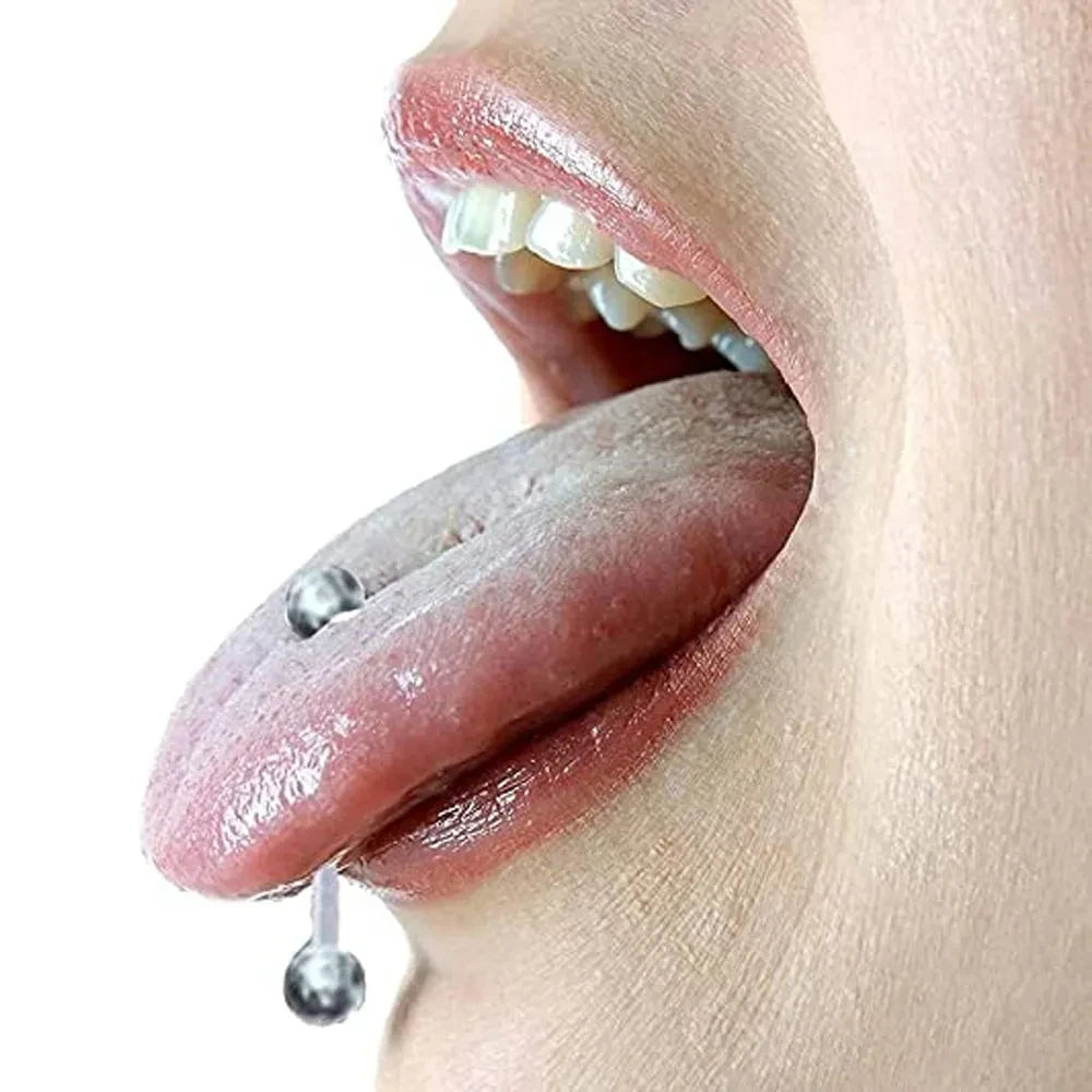 2 Pieces 14G 16mm Night Glow Flexible Acrylic Straight Tongue Ring pacifier Ring Fixed Perforated For Woman and Man Good Vibrations