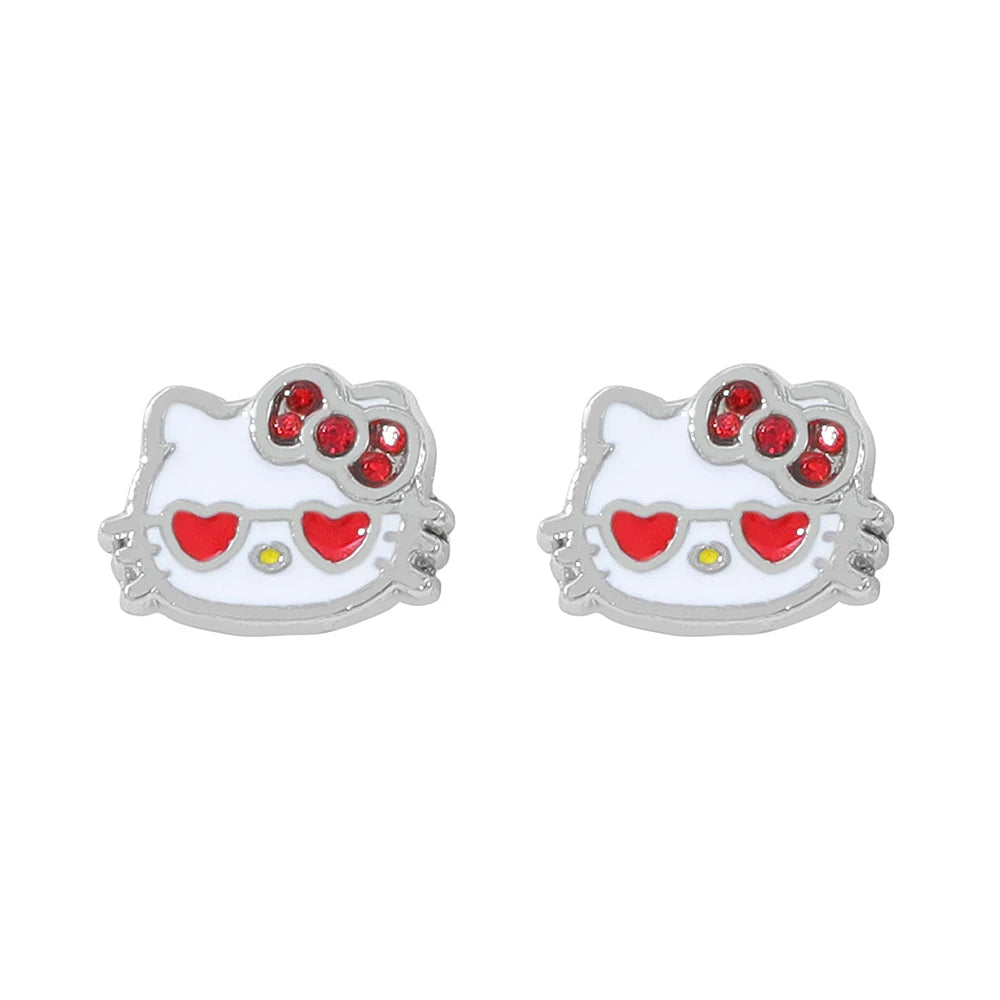 Sanrio Hello Kitty earrings - red bow accessories, cute jewelry suitable for girls and women. Good Vibrations