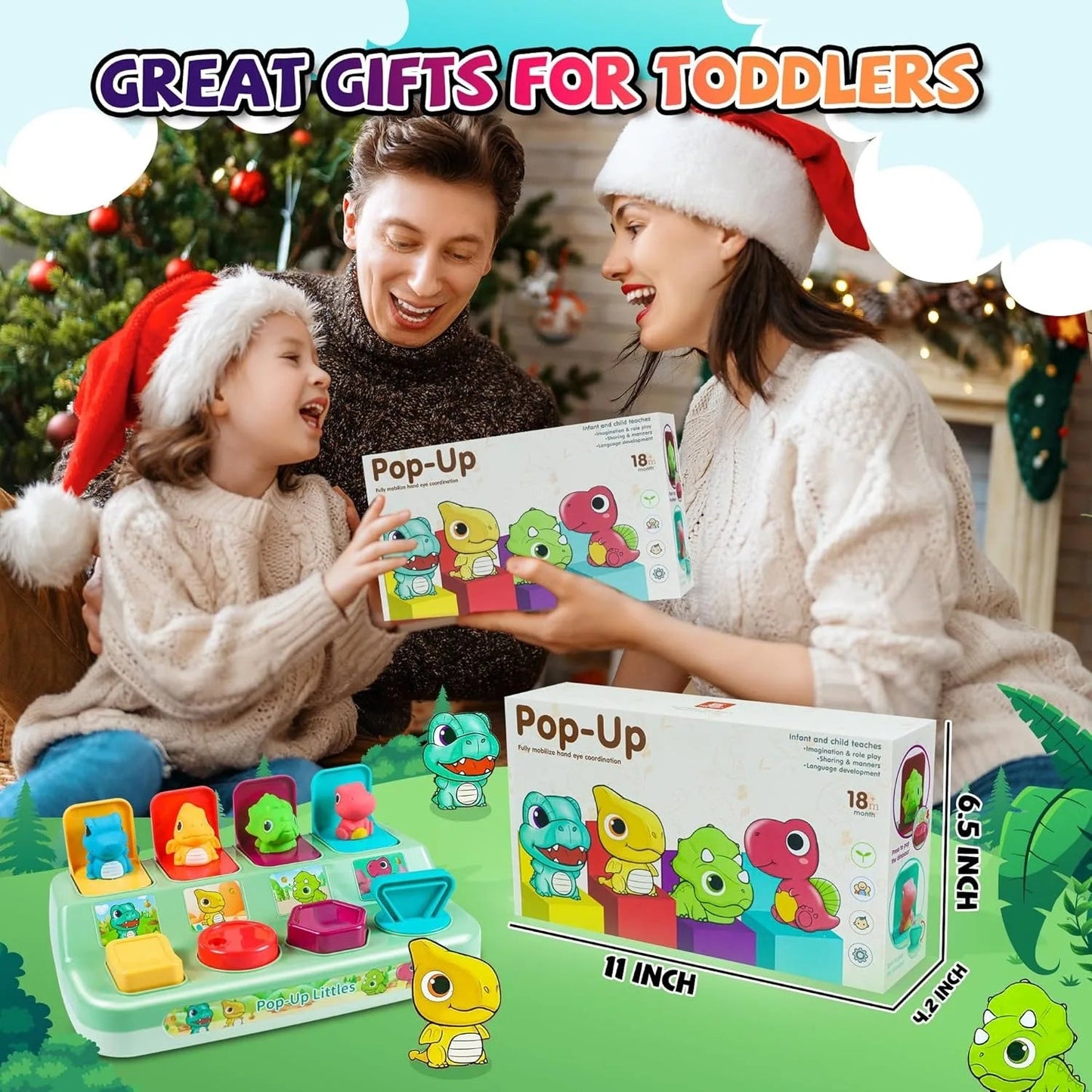 Pop Up Animal Toy, Interactive Baby Toys for 1-3 Year Olds, Montessori Cause & Effect Toys, Early Learning Toys for Toddlers Good Vibrations