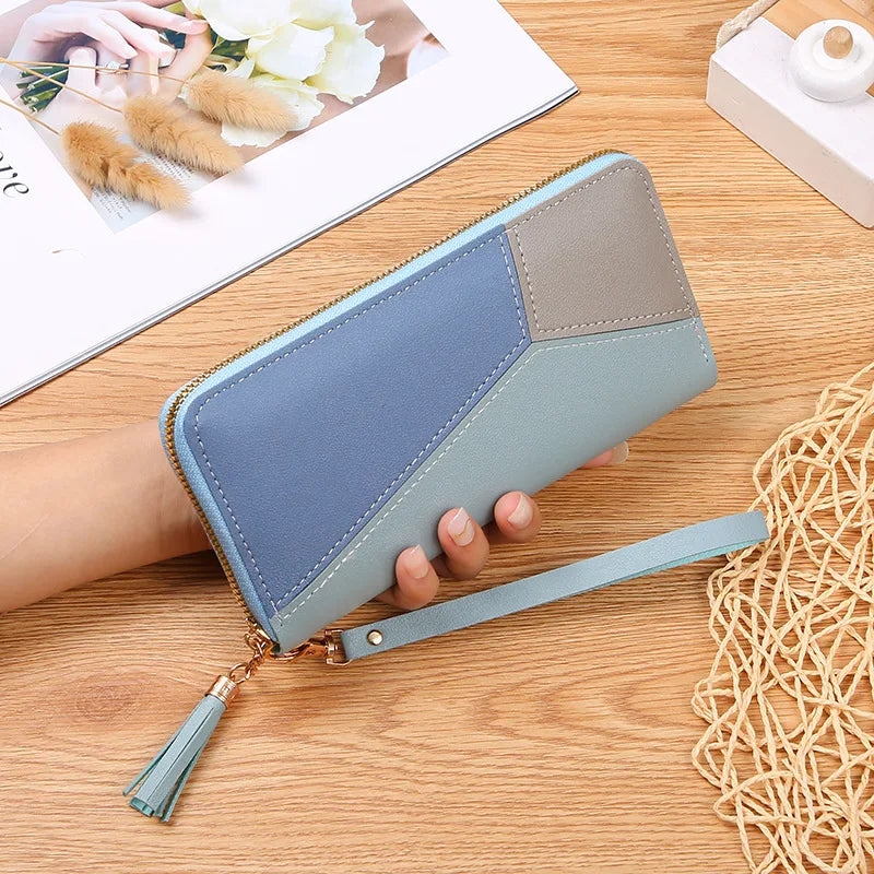 Fashion Zipper Wallets Womens Long Purses Handbags Coin Purse Cards Holder PU Leather Billfold Wallet Good Vibrations