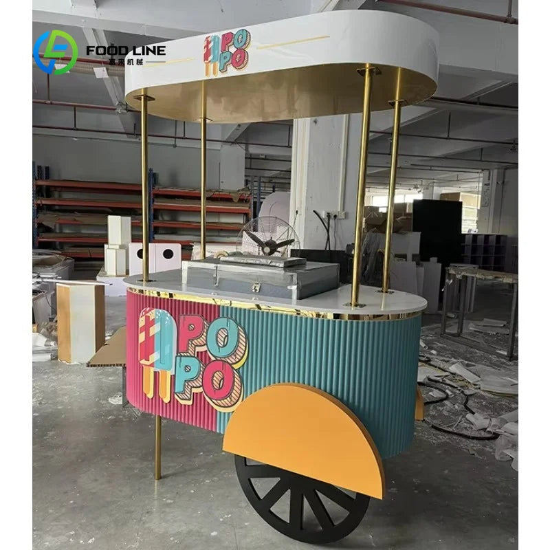 Customized Wedding Party Decorations Candy Cart and Flower Dessert Ice Cream Candy Cart for Children Kids Party Decor Good Vibrations