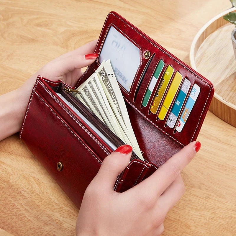 Women's Leather Wallet	Woman Luxury Long Wallets Fashion Women Purses Money Bags 2022 Handbags Womens Purse Cards Holder Good Vibrations