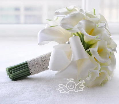 New White Wedding Bouquet Handmade Artificial Flower Calla Buque Casamento Bridal Bouquet for Wedding Decorations - Good Vibrations
