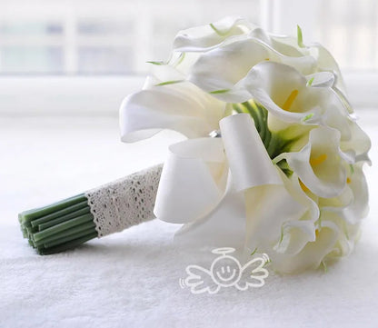 New White Wedding Bouquet Handmade Artificial Flower Calla Buque Casamento Bridal Bouquet for Wedding Decorations Good Vibrations