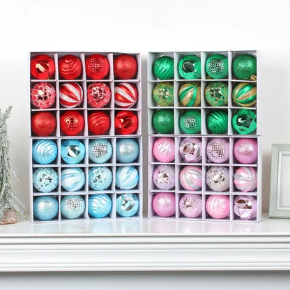 12PCS High-quality Plastic Christmas Ball Set 6CM Suspensable Xmas Ornament Ball 6 Colors Xmas Baubles Scene Supplies Good Vibrations