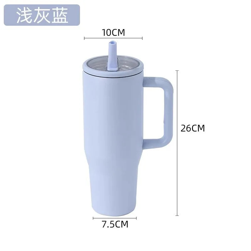 40oz Cross-border thermos cup 40oz double-layer ice cup leak-proof foldable straw cover convenient direct drinking mouth car cup Good Vibrations