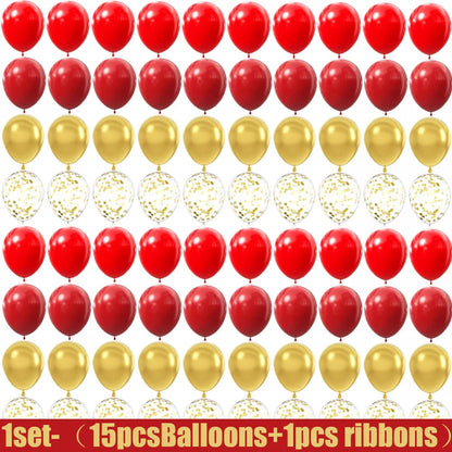 15-150 wedding themed decorations with red and gold latex balloons, suitable for birthdays, weddings, and home decor Good Vibrations
