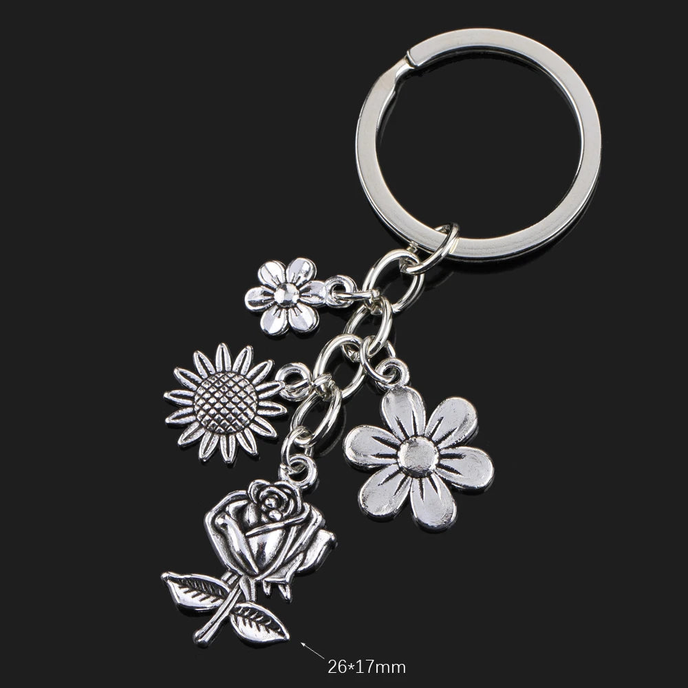Fashion Animal Women Keychain Car Moon Cat Dog Love Heart Key Chain Friends Gift Jewelry Bag Pendant Wing Evil Eye Angel Turtles Good Vibrations