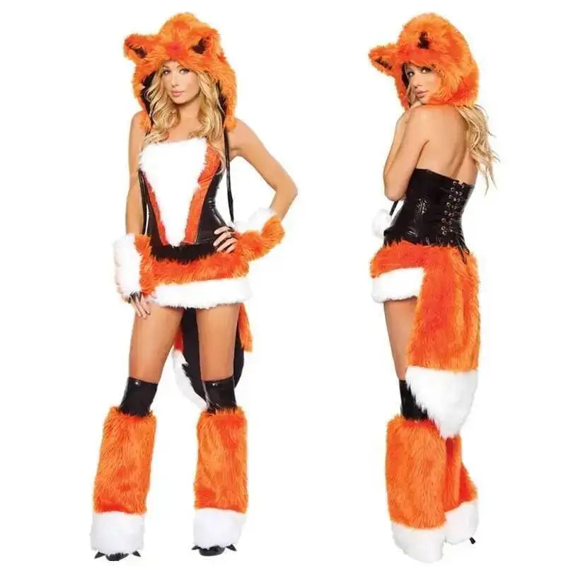 Adult Leopard Fox Cat Girl Cosplay Costume Halloween Costumes Women Fancy Party  Dress Up Deluxe Plush Monster Animal Costume Good Vibrations
