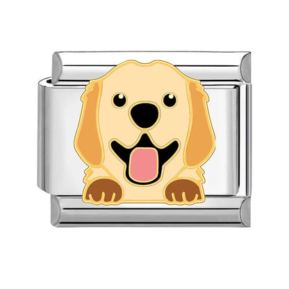 Cartoon Charm Teddy Corgi Shiba Inu Pet Dog Italian Charm Links Fit 9mm Bracelet Stainless Steel DIY Jewelry Making Wholesale Good Vibrations