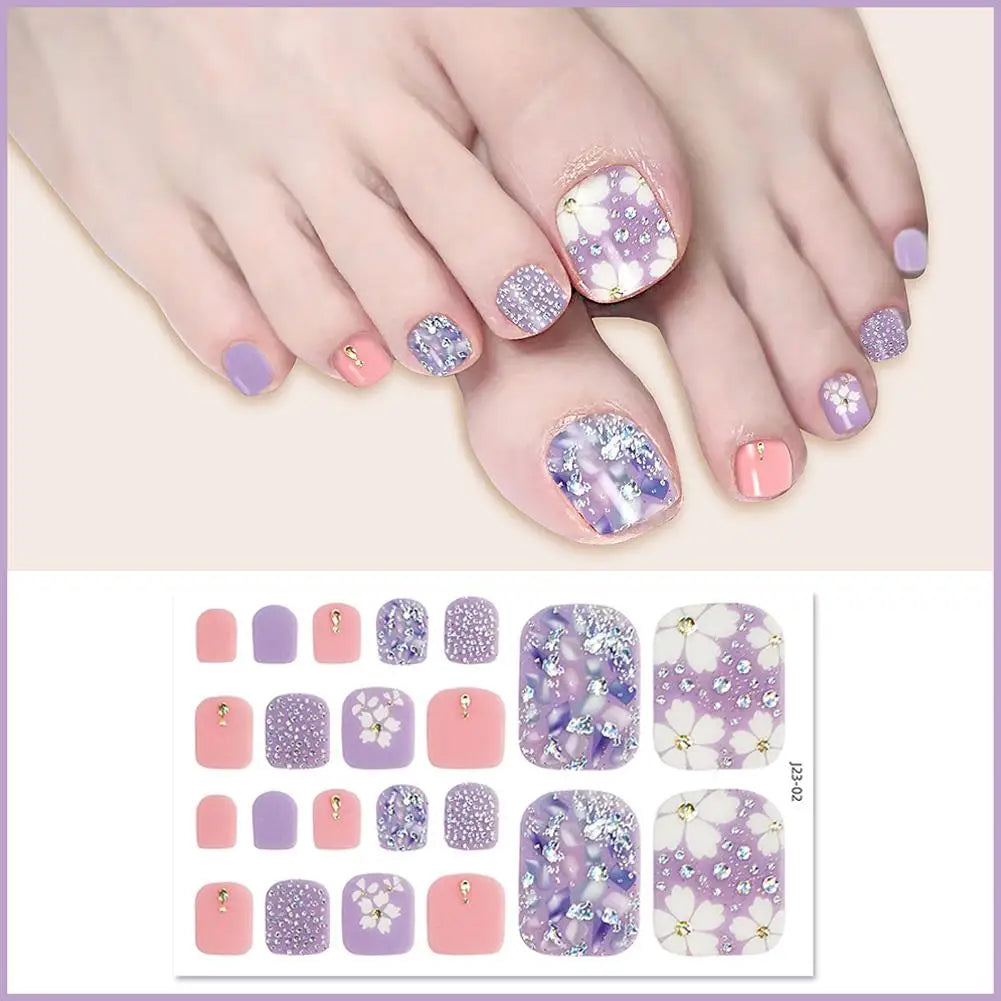 Nail Polish Film Toenail Stickers Solid Color Glitter Toe Nail Art Sticker DIY Waterproof Adhesive Nail Wraps Decals Decors Good Vibrations