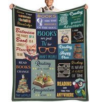 Gift for Book Lovers Printed Blanket for Sofa Bed Travel Camping Living Room Office Conditioning Blanket for All Seasons Gifts Good Vibrations
