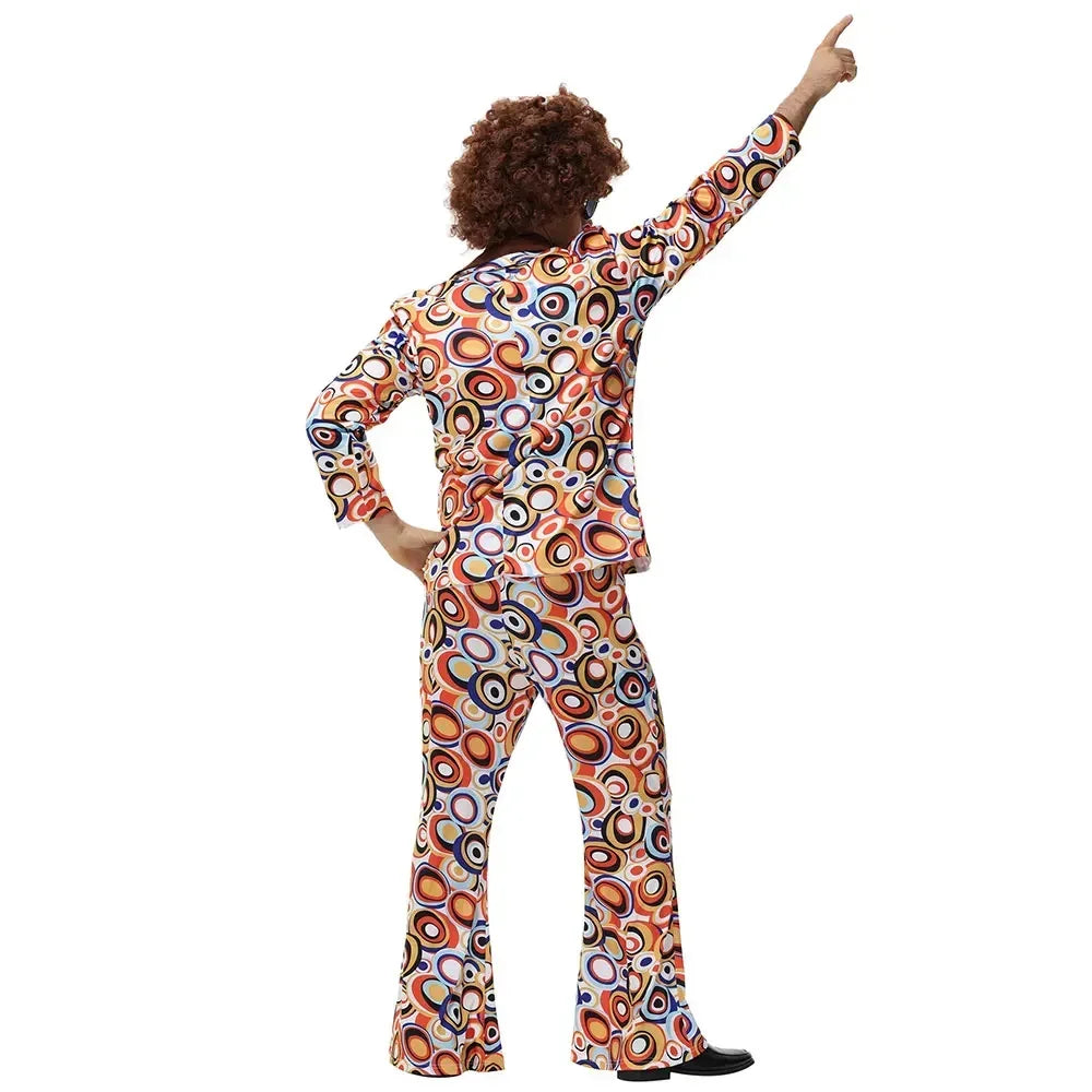 Halloween Party Disco Adult Couples Hippie Costumes Women Male 70s 80s Rock Disco Cosplay Outfits Dance Fantasia Costume Good Vibrations